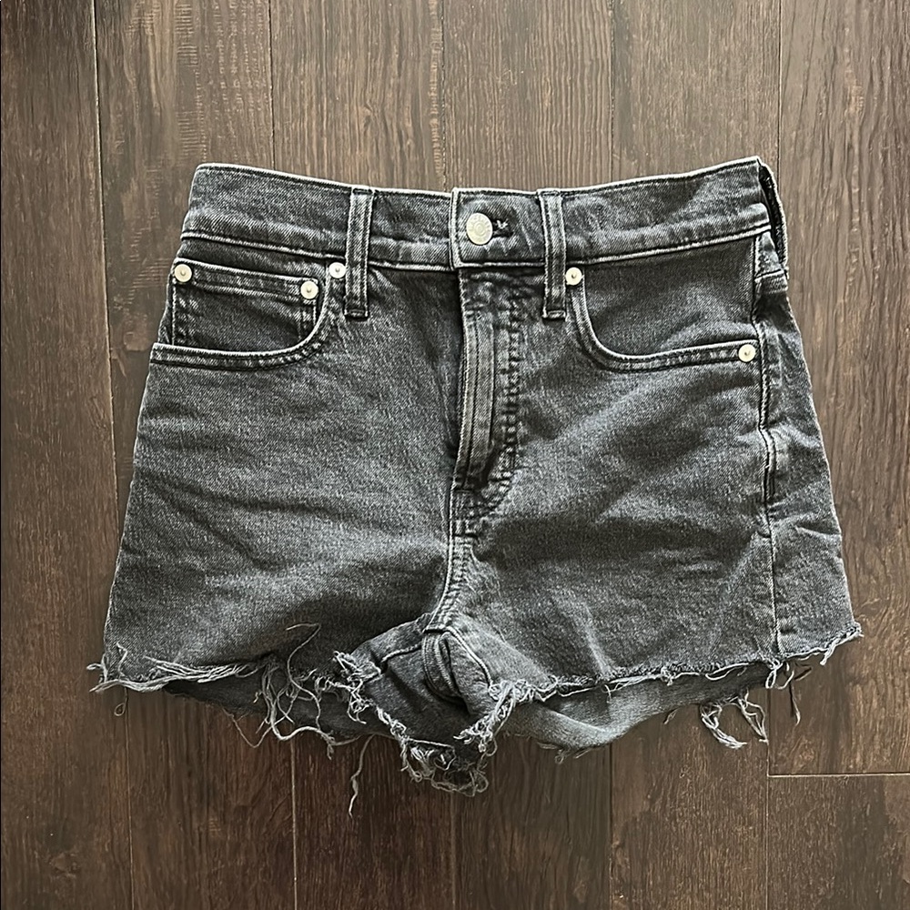 Madewell Black Jean Shorts Distressed Raw Hem